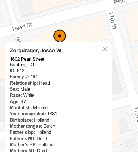 Map showing Pearl St and Zorgdrager residence
